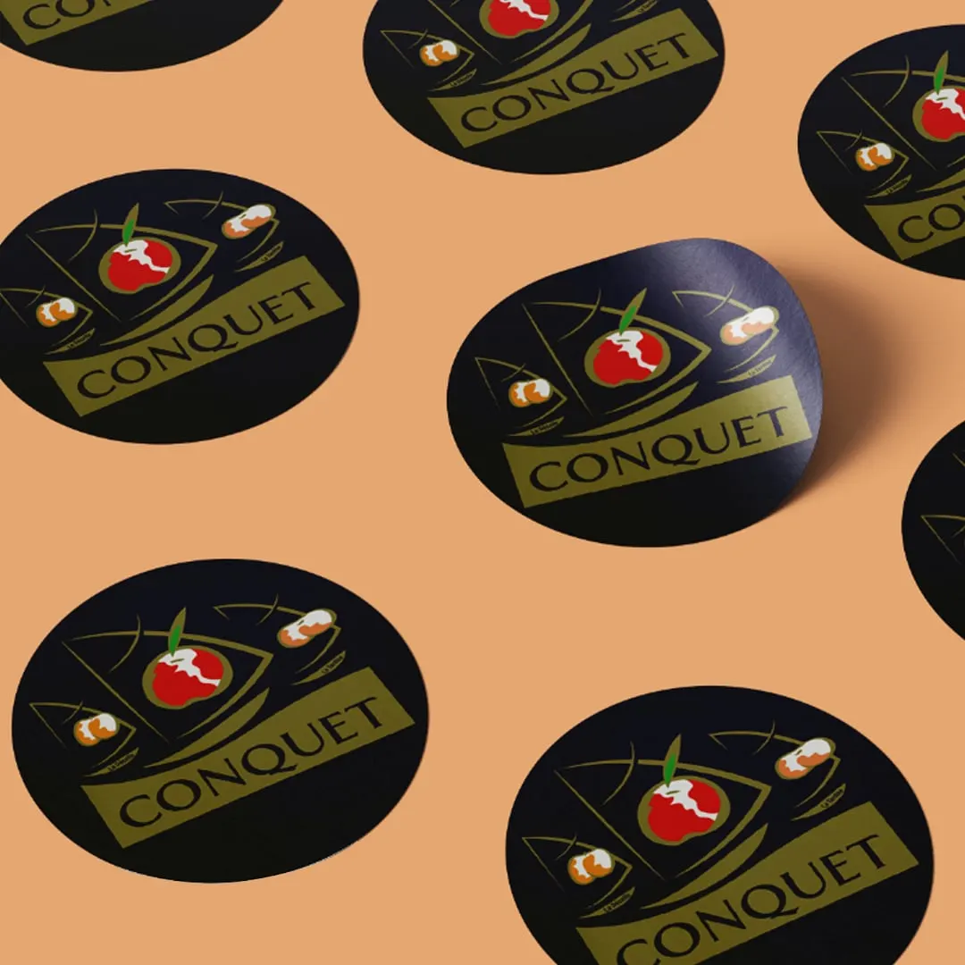 Stickers ronds, présentés en mise en situation